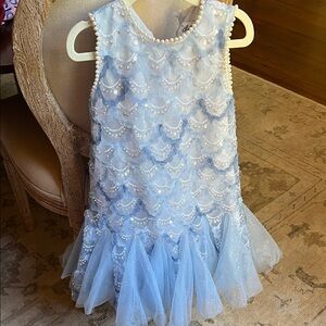 Lola + The Boys Blue and White mermaid magic tutu Dress